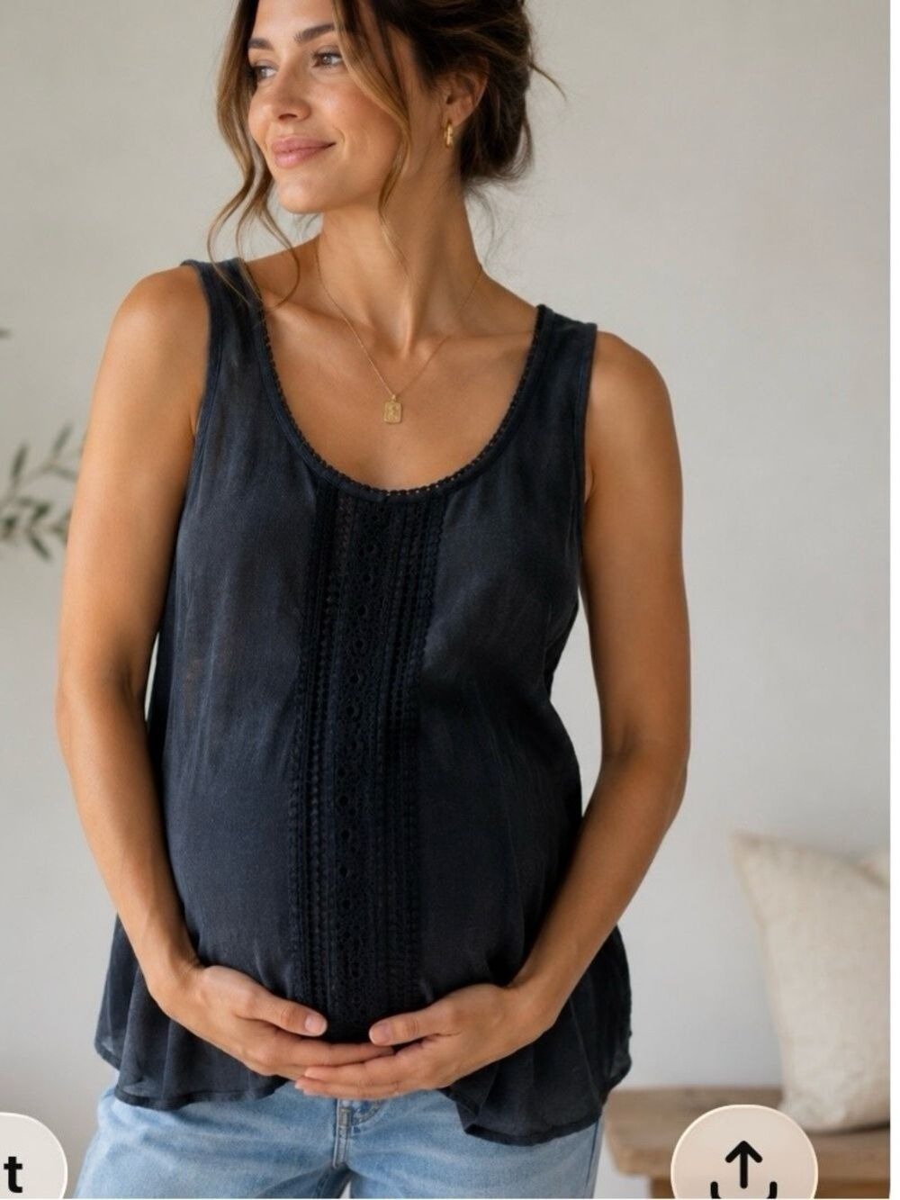 Liz Lange Maternity Black Crochet Sleeveless Top